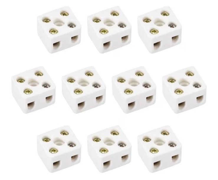 10 PCS High Temperature Porcelain Ceramic Connectors, 2-way 0.846x0.768x0.559 In - Image 1 of 1