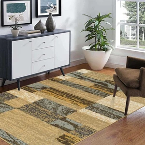 Superior Indoor Area Rug, Jute Backed, Modern Geometric Patchwork Floor Decor... - Picture 1 of 10