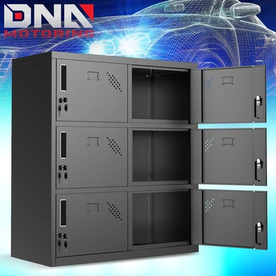 Armario de almacenamiento de metal resistente con cerradura de 39" 6 puertas y armario de almacenamiento alto negro Foto 1 de 4