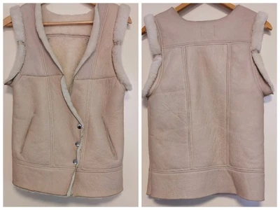SEED HERITAGE Sz 8 S Bone Shearling Leather Vest Lambswool  - Image 1 of 4