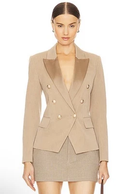 L'AGENCE Kenzie Cont Satin Lapel Blazer in Mochaccino Size 10 NWOT - Image 1 of 4