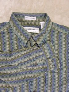 Camicia grande uomo vintage Jhane Barnes tessuto multicolore Giappone geometrica astratta - Foto 1 di 9