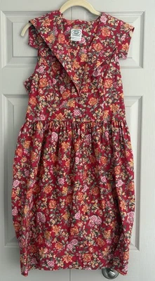 Vestido De Colección Laura Ashley Rojo Floral Cottage Core Años 80 Algodón Talla 10 DEFECTUOSO Foto 1 de 4