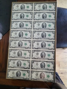 1976 Uncut Uncirculated Sheet of 16 Star note(*) $2 Two Dollar Bills H Series - Picture 1 of 3