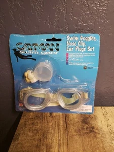Adult Swim Goggles Combo Set with Ear Plugs and Nose Clip Clear NEW Old Stock - Picture 1 of 1