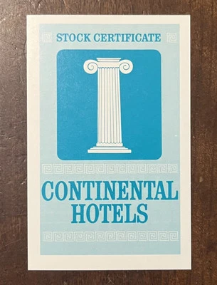 1962-95 ACQUIRE Game Parts Original 1976 Continental Hotels Stock Certificate - Image 1 of 2