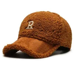Letter Embroidery Men Winter Hats Lambswool Baseball Cap Casual Warm Trucker Hat - Picture 1 of 14