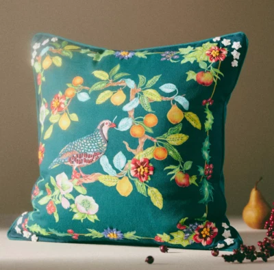 Anthropologie Lou Rota 12 Days of Christmas Pillow Cushion Partridge Bird NWT - Image 1 of 4