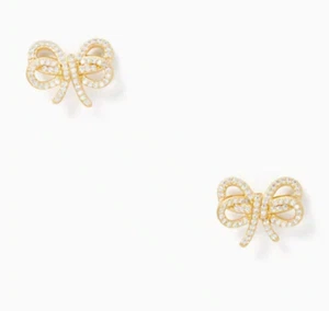 Kate Spade New York Post Earrings Bow Meets Girl Studs Goldtone New - Picture 1 of 7