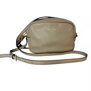 Bolso Bandolera Kate Spade Cuero Guijarro Borla Cremallera Cartera Pequeña Neutro Taupe - Imagen 1 de 12