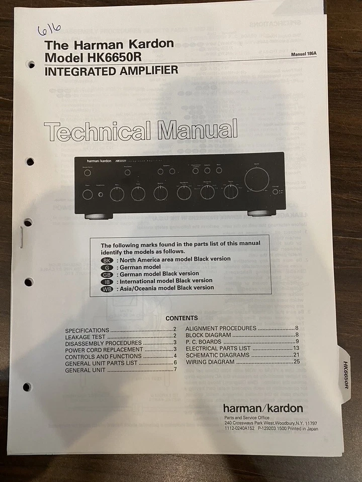Manual de servicio HARMAN KARDON HK6650R HK 6650R *ORIGINAL* LIBRO O PDF-ENVÍO GRATUITO Foto 1 de 1
