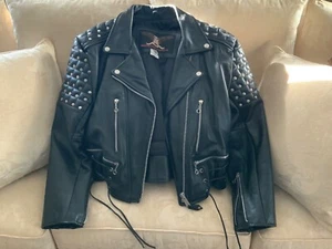 Vintage Vanguard Leather Studded Motorcycle Jacket women’s - Picture 1 of 3