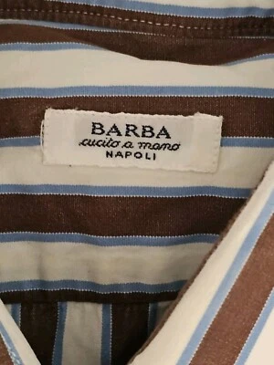 camicia a righe Barba cucita a mano taglia 16/41 - Immagine 1 di 4