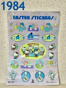 Sanrio Ostern Aufkleber 1984 selten Vintage Retro Kitty Mymelody Taxedo Sam - Bild 1 von 6