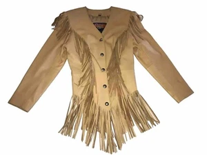 Cripple Creek Jacke Damen Gr. M hellbraun 100% Echtleder Fransen Western (Mangel) - Bild 1 von 20