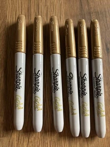 Sharpie Original Classic Fine Permanent METALLIC GOLD Kugelspitze Marker (PKT 6) - Bild 1 von 11