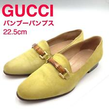 GUCCI Women's Loafers Bamboo Suede Green EU35.5/US5.5 05289c