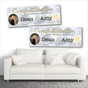 2 PERSONALISED ENGAGEMENT PHOTO BANNERS - Picture 1 of 1