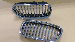 Fit For 11-16 BMW F10 F11 F18 5-Series Front Kidney Grille Grill Chrome & Black - Picture 1 of 4