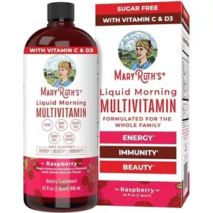 Mary Ruth's Liquid Morning Multivitamin - Raspberry 32 fl oz Liq - exp 10/2025 - Picture 1 of 2
