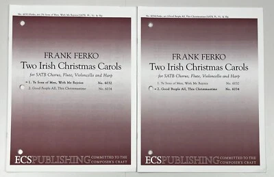 Two Irish Christmas Carols SATB Chorus Flute Cello Harp Sheet Music Frank Ferko - Image 1 of 4