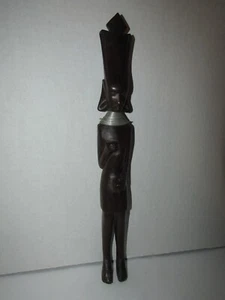 ANTIQUE VINTAGE HAND CARVED WOODEN AFRICAN FIGURE STATUE SCULPTURE +1 - Picture 1 of 4