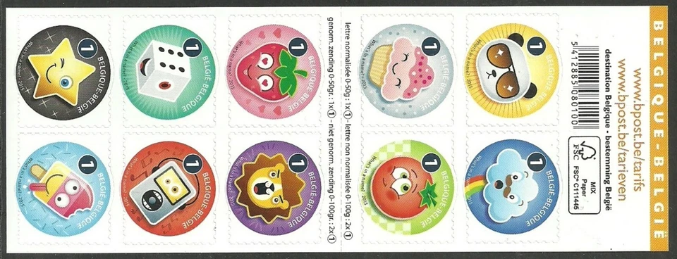 BELGIUM 2015 GREETINGS STRAWBERRY CUPCAKE PANDA BEAR LION DICE BOOKLET MNH - Image 1 of 1