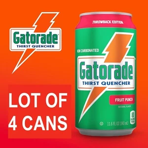 Gatorade Thirst Quencher Throwback Edition Fruit Punch 11.6 fl oz LOT OF 4 Cans - Picture 1 of 5