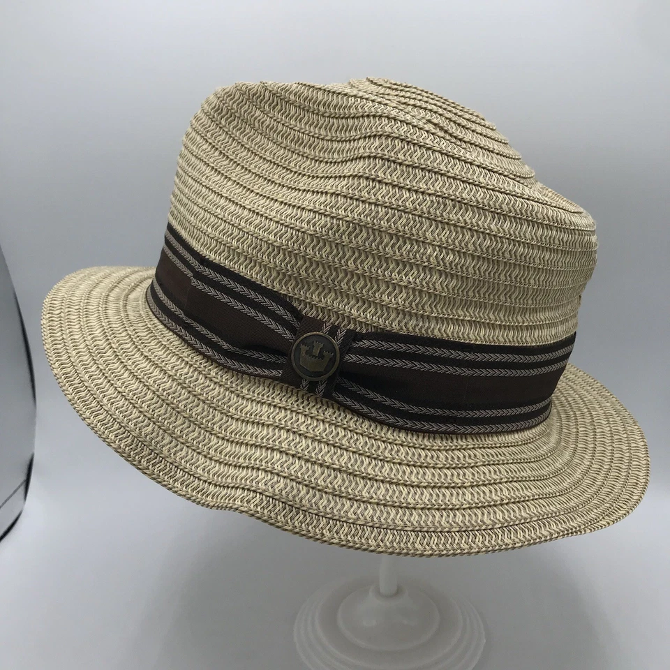 Goorin Bros Tan Brown Straw Paper Fedora Men’s Sz Medium Logo Stripe Band GUC - Image 1 of 4