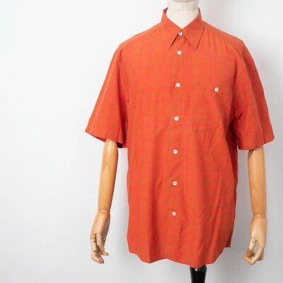 Camisa PAL ZILERI Para Hombre Naranja Calce Clásico Manga Corta Botones A Cuadros Talla M Foto 1 de 4