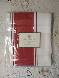 POTTERY BARN CADIZ STRIPE CAFE CURTAIN 24”x44” (1 Panel) RED POLE POCKET - Picture 1 of 5