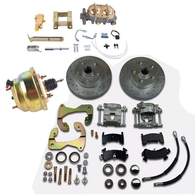 Front Power Disc Brake Conversion Kit Drilled Rotors Set for Chevy Bel Air 55-57 - Image 1 of 4