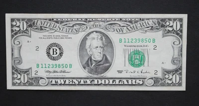 1995 $20 Federal Reserve Note/New York/F-2081B/about uncirculated - Image 1 of 4