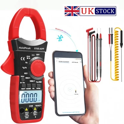 HoldPeak True RMS Digital Multimeter Auto Range Clamp Meter with Bluetooth & NCV - Image 1 of 4