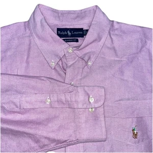 Polo Ralph Lauren Calce Clásico Botones Jaspeado Púrpura Carne Poni Para Hombre’s XL - Imagen 1 de 7