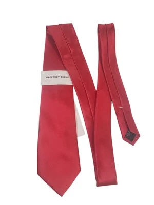NWT Geoffrey Beene Mens Tie Necktie Designer Luxury Solid Red Satin Wedding - Image 1 of 4