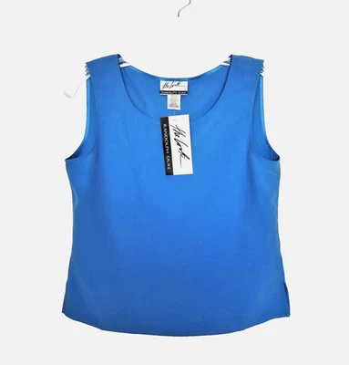 Blusa sin mangas 100 % seda Randolph Duke para mujer NUEVA con etiquetas suéter azul talla 4 Foto 1 de 4