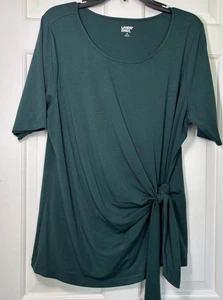 Lands End Gr. 1X seitliches Binden Damen Top mit kurzen Ärmeln jägergrün - Bild 1 von 6