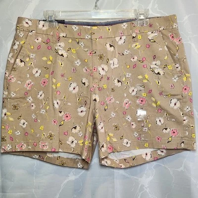 Pantalones Cortos Chinos Tommy Hilfiger Hollywood Para Mujer 14 Tostados Floral Informales 5" Entrepierna Foto 1 de 4