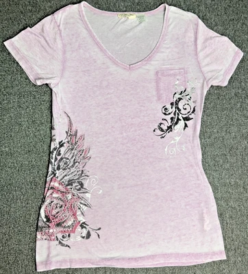 Camiseta De Colección Miss Me Mujer L Púrpura Bolsillo Alas Estrás Alas Años 90 y2k Foto 1 de 4