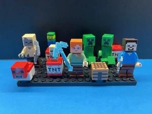 LEGO Minecraft Minifigure LOT - Steve - 2 Creepers - Husk - Red Pig - TNT 21155 - Picture 1 of 16