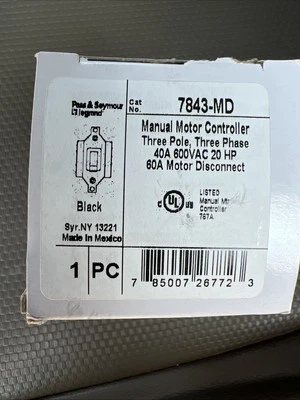 Motor Rated Switch Pass And Seymour Manual Motor Controller - Image 1 of 4