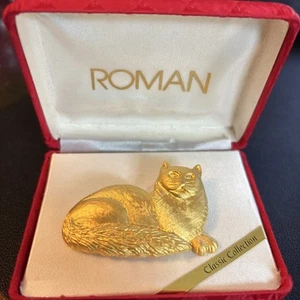 ROMAN GOLD TONE Classic Collection CAT PIN - Picture 1 of 1