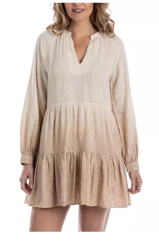 DOTTI Ombre Cotton Dress Swimwear Coverup Size Small Med Beige Retail