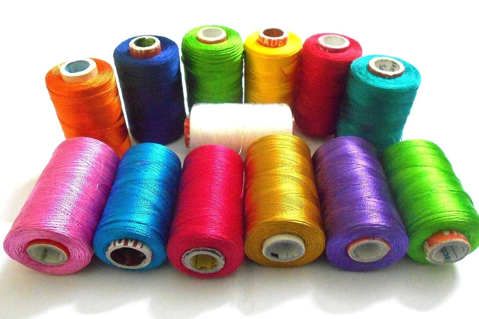 13 Main Color Silk Thread Set for Making Embroidery Crafts Shiny Soft Thread - Image 1 of 2