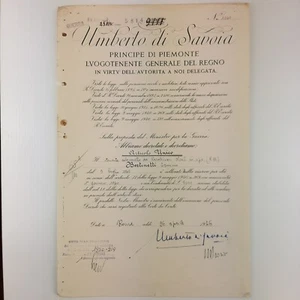 Decreto di Umberto di Savoia autografato Manlio Brosio datato 26 Aprile 1946 - Picture 1 of 3