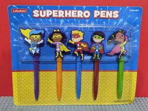 Superhero Pens Lakeshore Kids Homeschool Classroom Set of 5 School Writing NEW - Picture 1 of 8