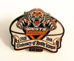 33414 WESTS TIGERS EST 2000 NRL CENTENARY 1908-2008 METAL LAPEL PIN BADGE - Picture 1 of 2