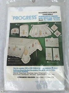Progress Festive 60” Round Cross Stitch Tablecloth Kit #2200 Fruit Vintage NEW - Picture 1 of 8
