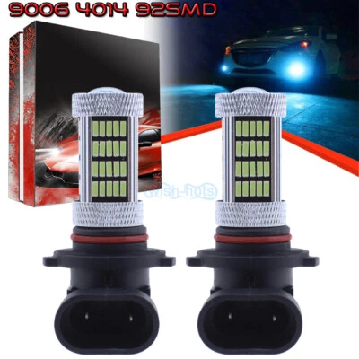 2Pcs 9006 HB4 4014 92SMD LED Fog Lamp Bulb Conversion Kit Upgrade 8000K Ice Blue - Image 1 of 4
